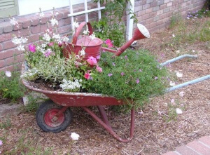 récupération- d'une-brouette-pour-mes-fleurs- en-exterieur